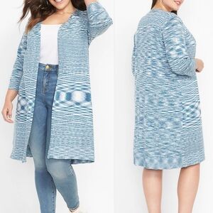 Lane Bryant Open Front Spacedye Duster Cardigan 14 16